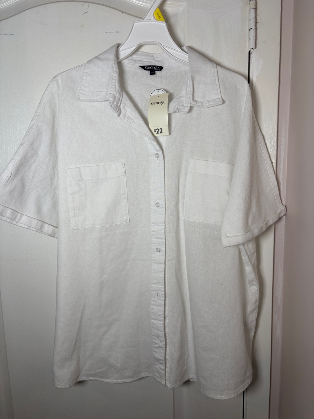George Women’s Linen Blend Short Sleeve Button-Down Shirt